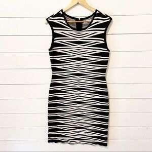 Calvin Klein Black/White Geometric Bodycon Dress